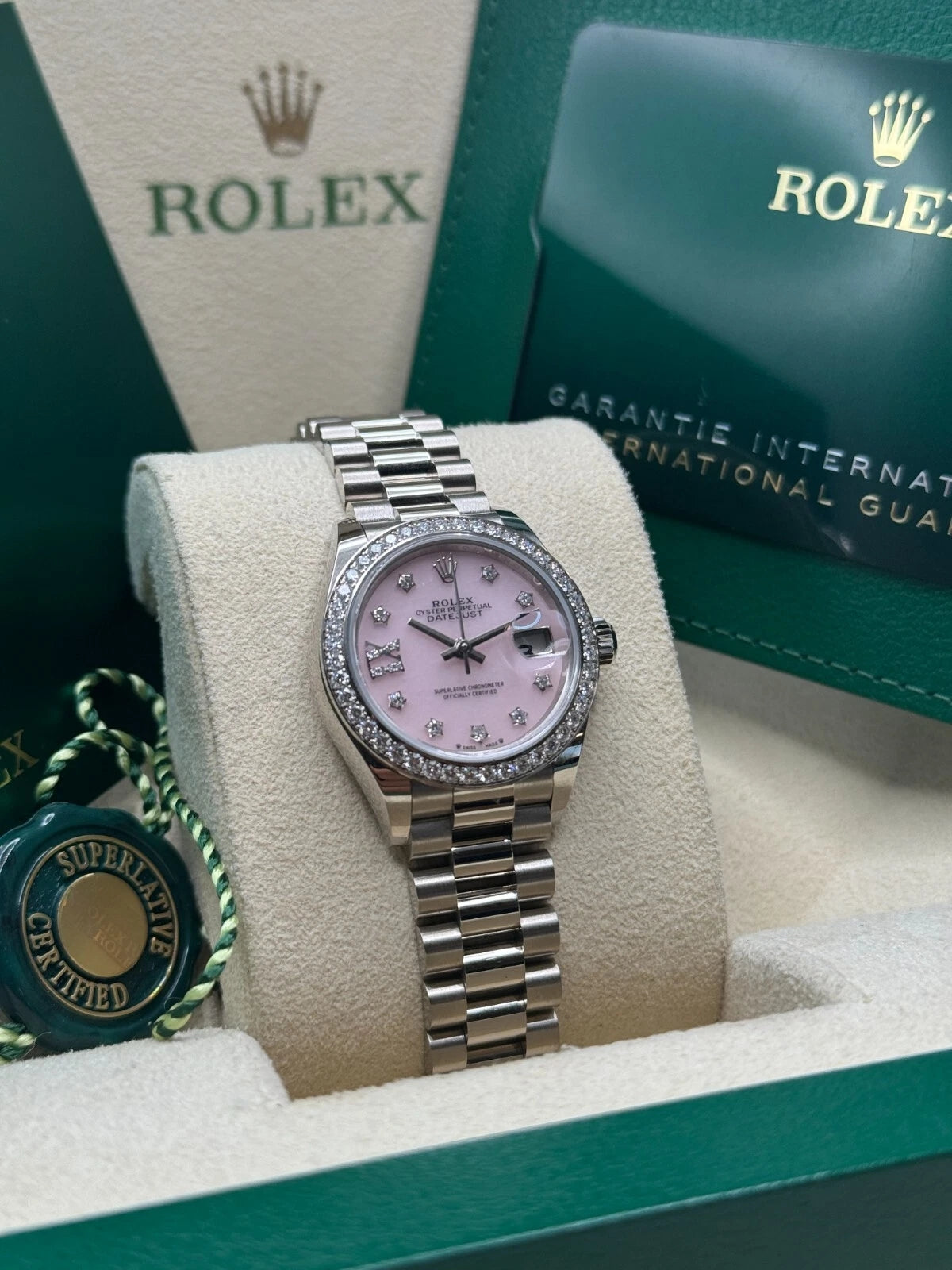 Rolex Lady-Datejust 28mm 279139RBR Pink Opal Diamond Dial and Diamond Bezel White Gold Bracelet - Image 2