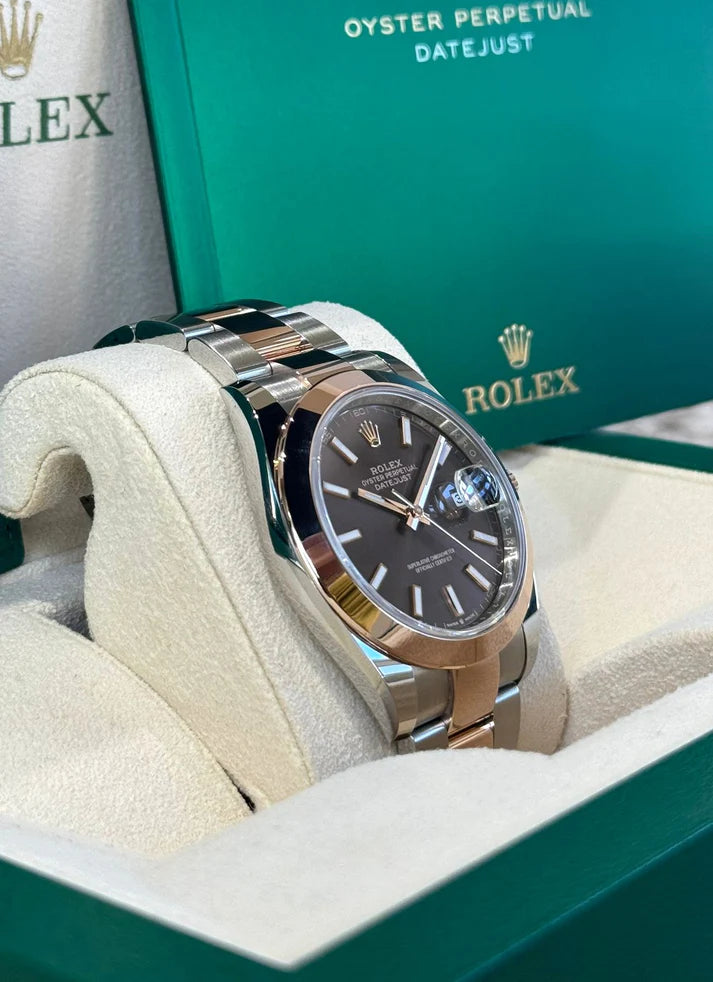 Rolex Datejust 41mm 126301 Chocolate Index Oyster Steel and Everose Gold Watch - Image 4