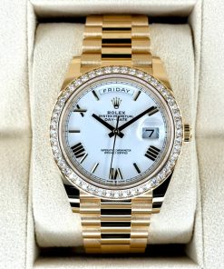 Alternative view of Rolex  Day-Date President 40mm Yellow Gold White Roman Dial Diamond Bezel - 228348rbr