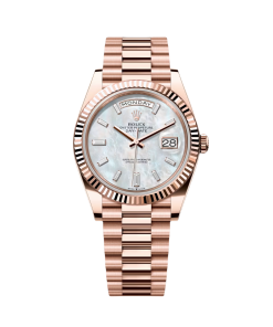 Rolex Day-Date President 40mm Everose Gold Mother of Pearl Diamond Baguette Dial - 228235