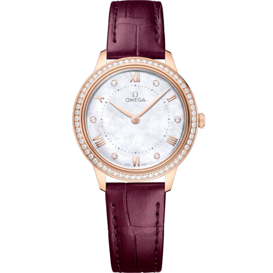 Omega De Ville Prestige 30mm White Dial with Diamonds Sedna�?18k Rose Gold Strap 434.58.30.60.55.001