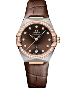 Omega Constellation 36mm Brown Dial with Diamonds Stainless Steel and Sedna�?18k Rose Gold Strap 131.28.36.20.63.001