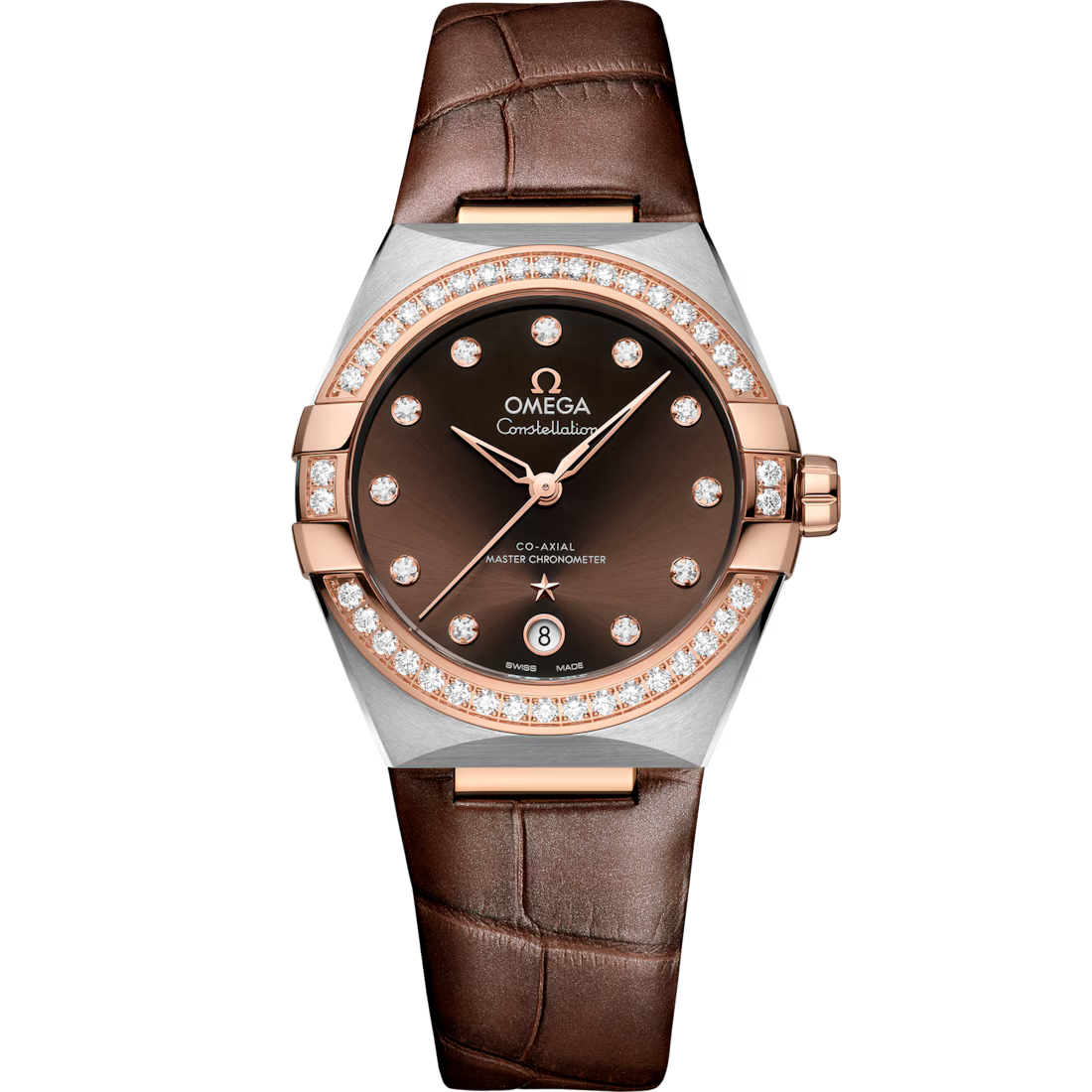 Omega Constellation 36mm Brown Dial with Diamonds Stainless Steel and Sedna�?18k Rose Gold Strap 131.28.36.20.63.001