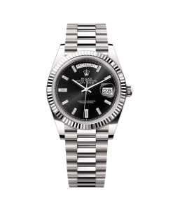 Rolex  Day-Date President 40mm White Gold Black Diamond Baguette Dial - 228239