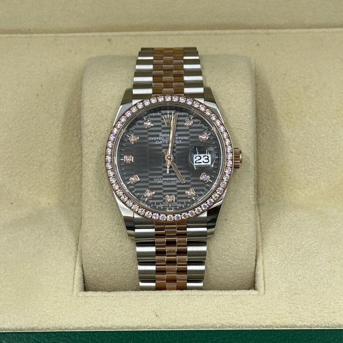 Rolex Datejust 36mm 126281 Slate Fluted Motif Diamond Dial Diamond Bezel and Oyster Bracelet - Image 2