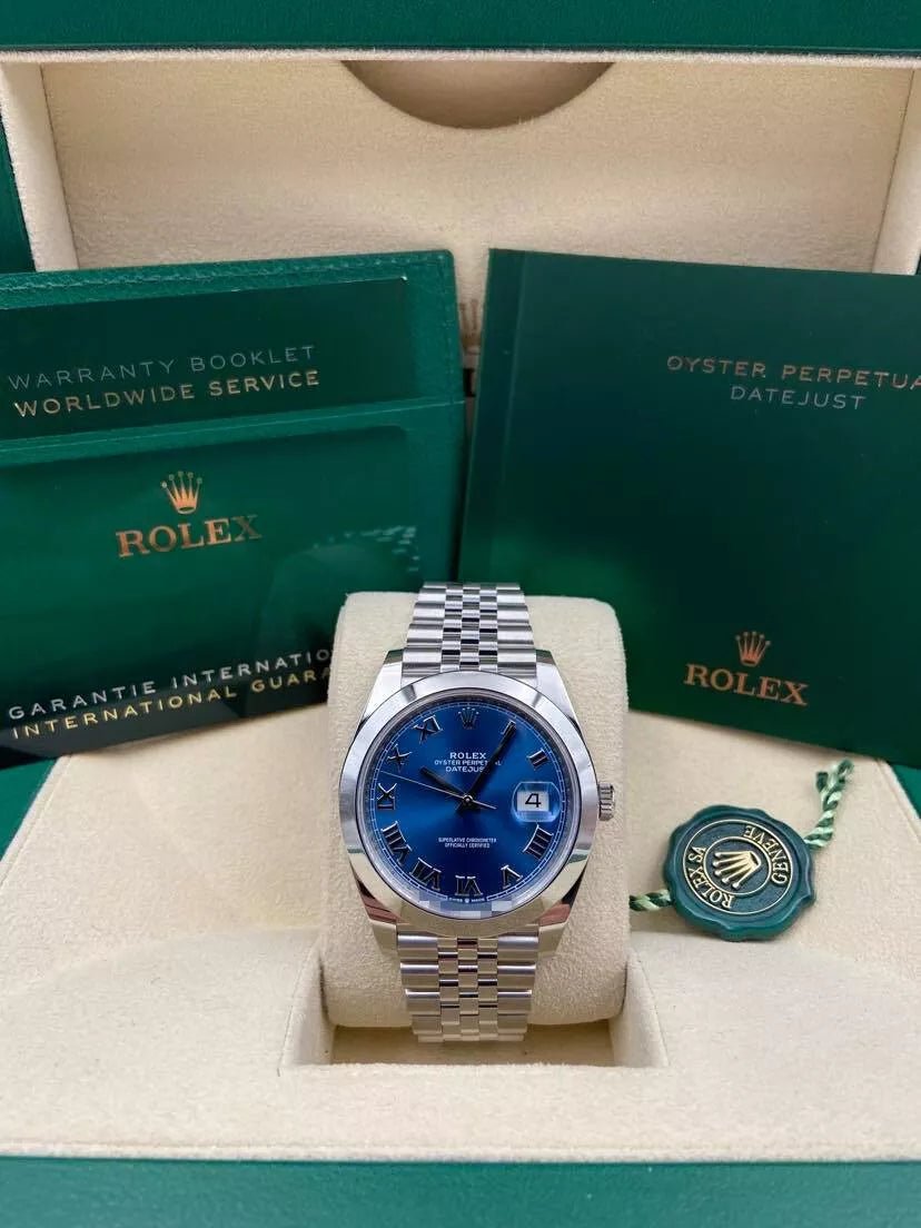 Rolex Datejust 41mm 126300 Blue Roman Oyster Stainless Steel Watch - Image 10