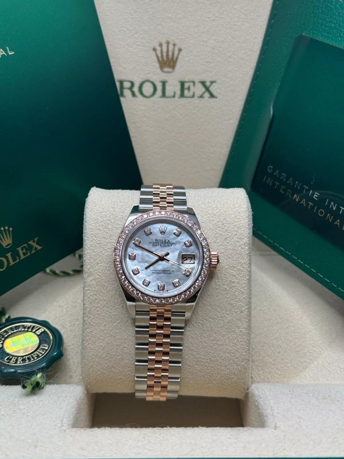 Rolex Lady-Datejust 28mm 279381RBR Mother-of-Pearl Diamond Dial Oyster Bracelet - Image 3