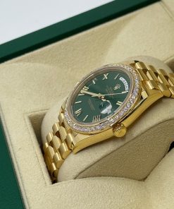 Alternative view of Rolex  Day-Date President 40mm Yellow Gold Green Roman Dial Diamond Bezel - 228348rbr