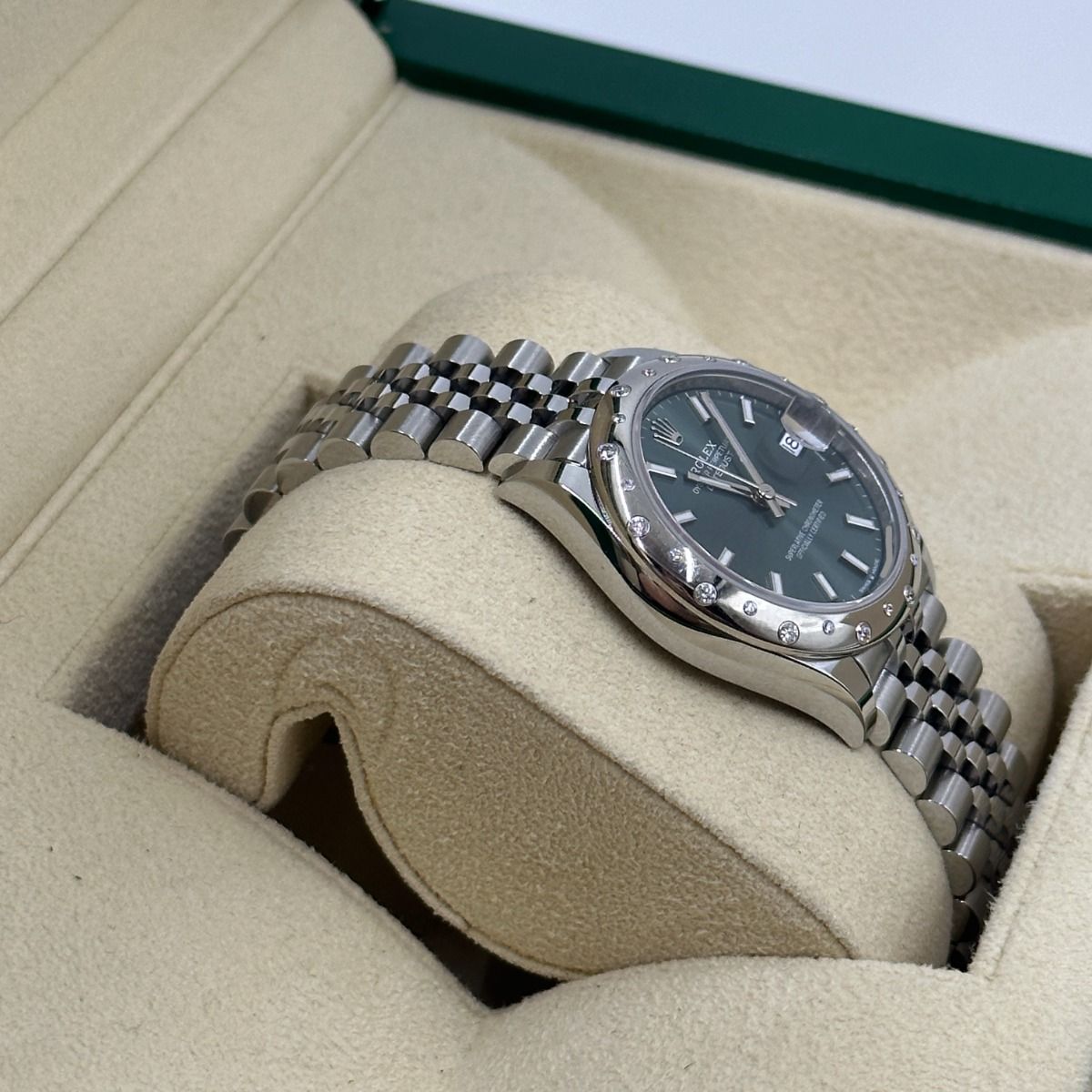 Rolex Datejust m278344-0019/0020 Mint Green Dial 31mm Domed Diamond Oyster Watch - Image 4