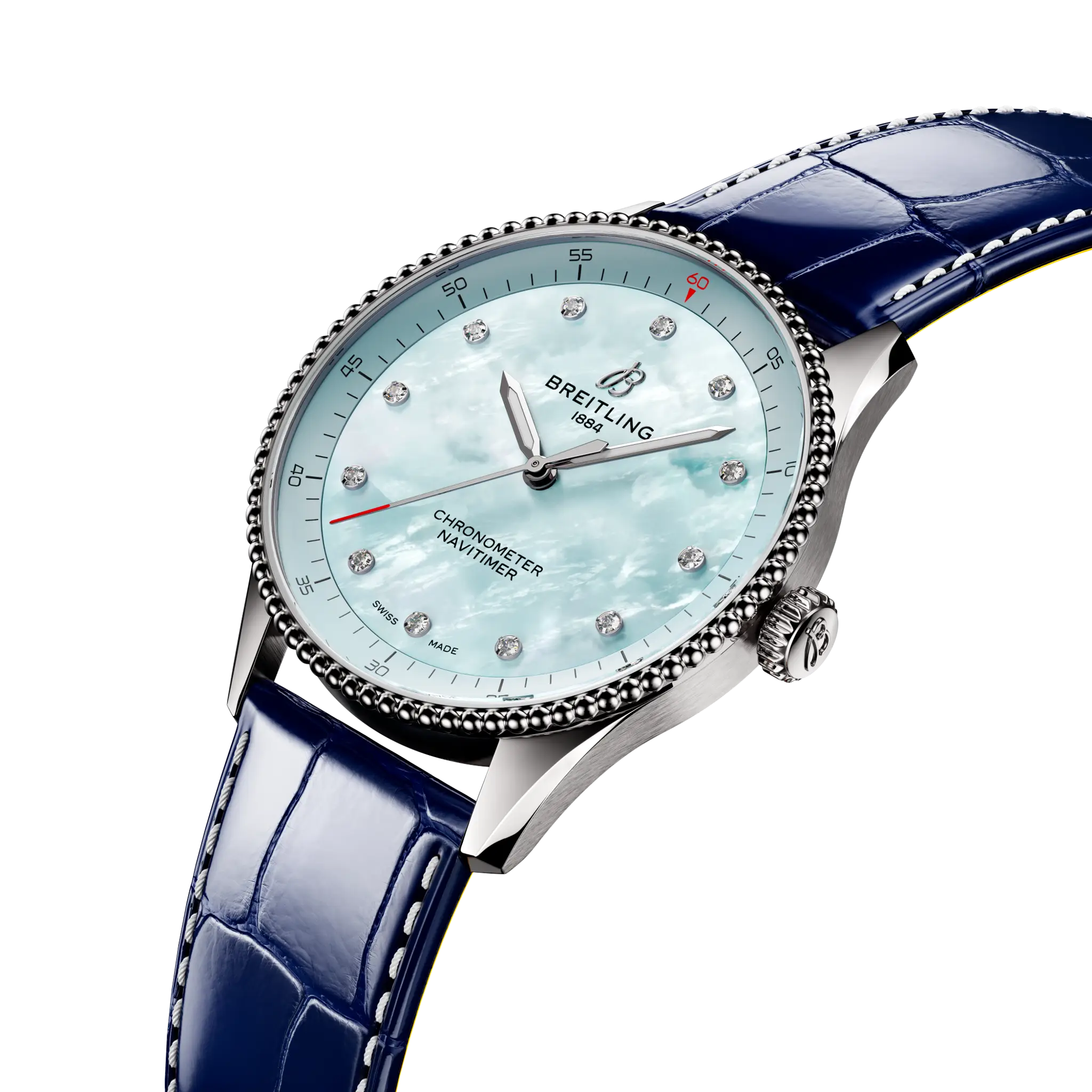 Breitling Navitimer 32mm Ladies Watch Blue Mother Of Pearl Alligator A77320171C1P1 - Image 2