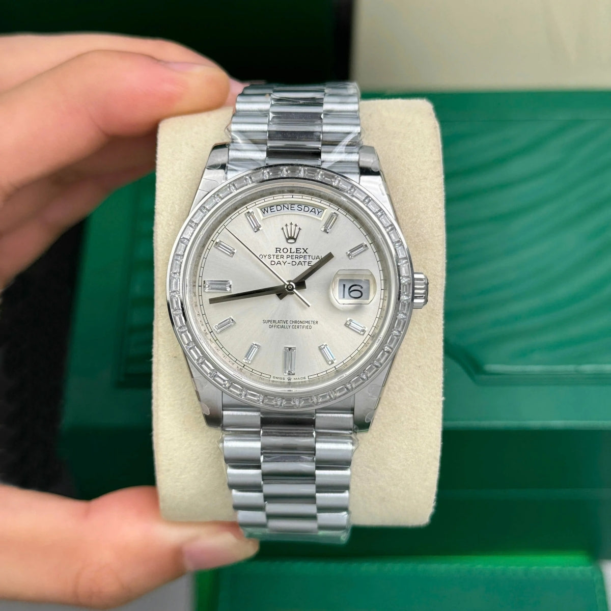 Rolex Day-Date 40mm 228396TBR-0011 Silver Diamonds Dial - Image 4