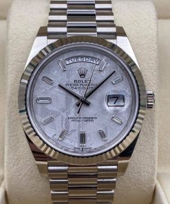 Alternative view of Rolex  Day-Date President 40mm White Gold Meteorite Diamond Baguette Dial - 228239