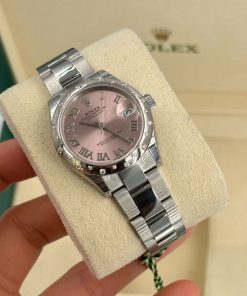 Alternative view of Rolex Datejust m278344-0021/0022 Pink Dial 31mm Domed Diamond Oyster Watch