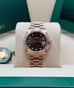 Alternative view of Rolex Lady-Datejust 28mm 279175 Chocolate Diamond-Set Dial President Everose Gold