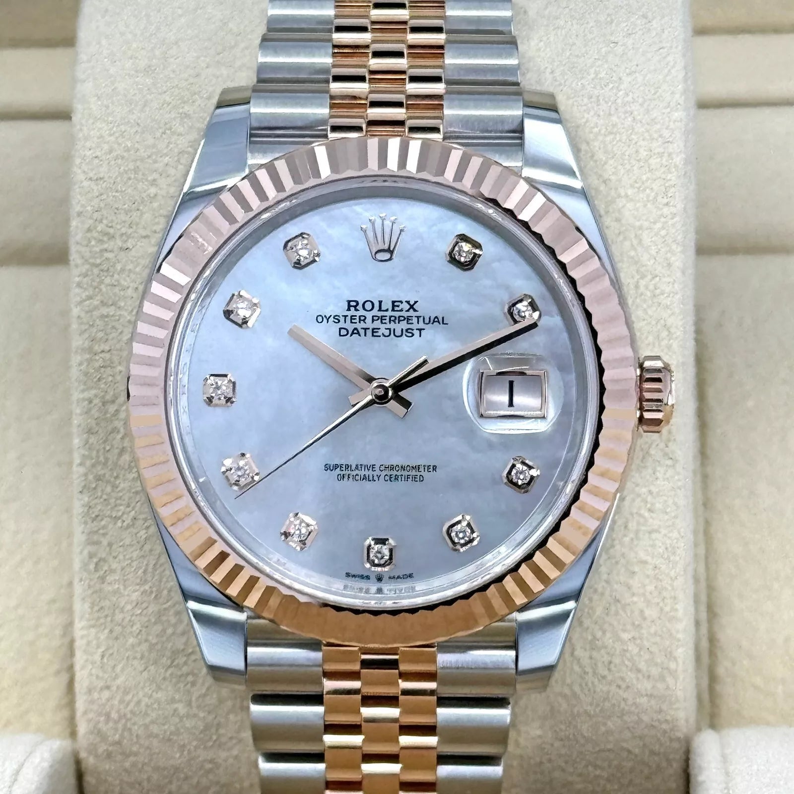 Rolex Datejust 41mm 126331 MOP Diamond Jubilee Steel and Rose Gold Watch - Image 3