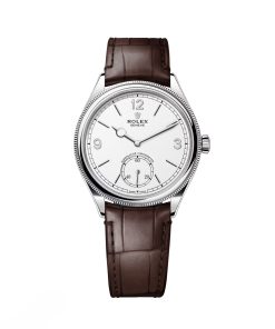 Rolex 1908 White Gold White Dial Brown Alligator Strap - 52509-0006