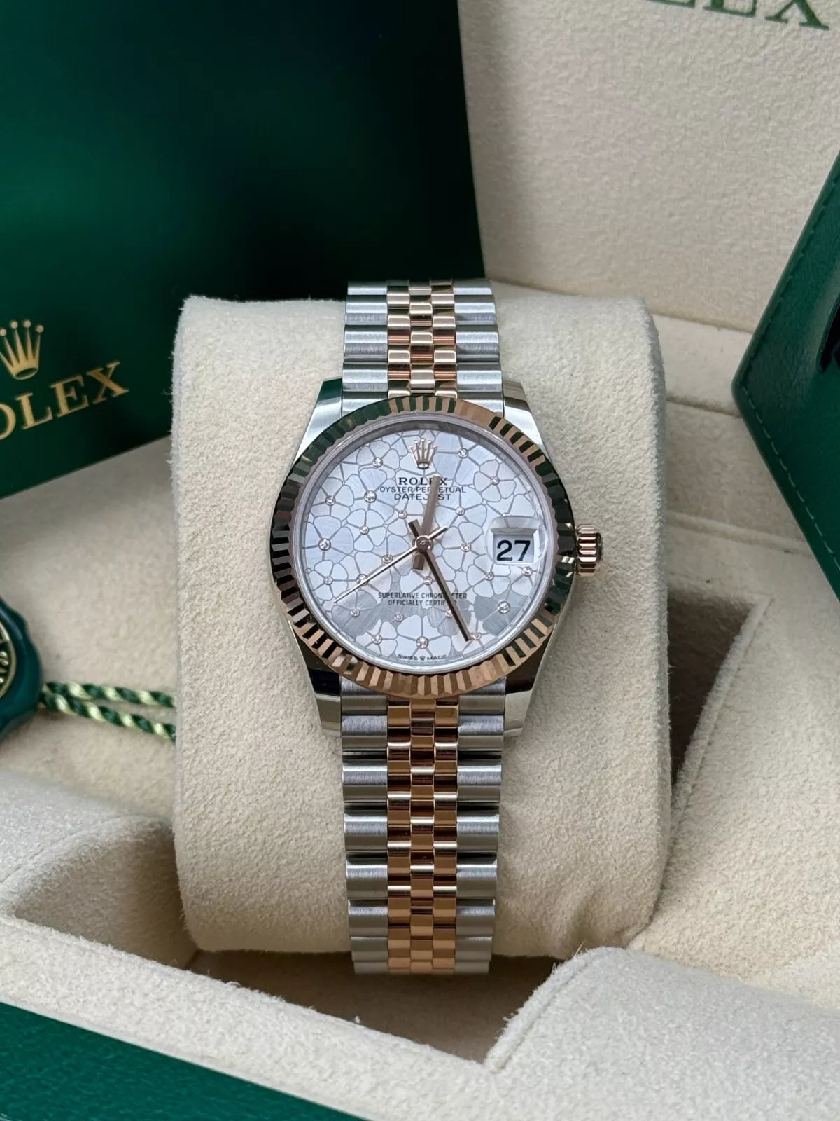 Rolex Datejust m278271-0031/0032 Silver Floral Motif 31mm Dial Oyster Bracelet Watch - Image 11