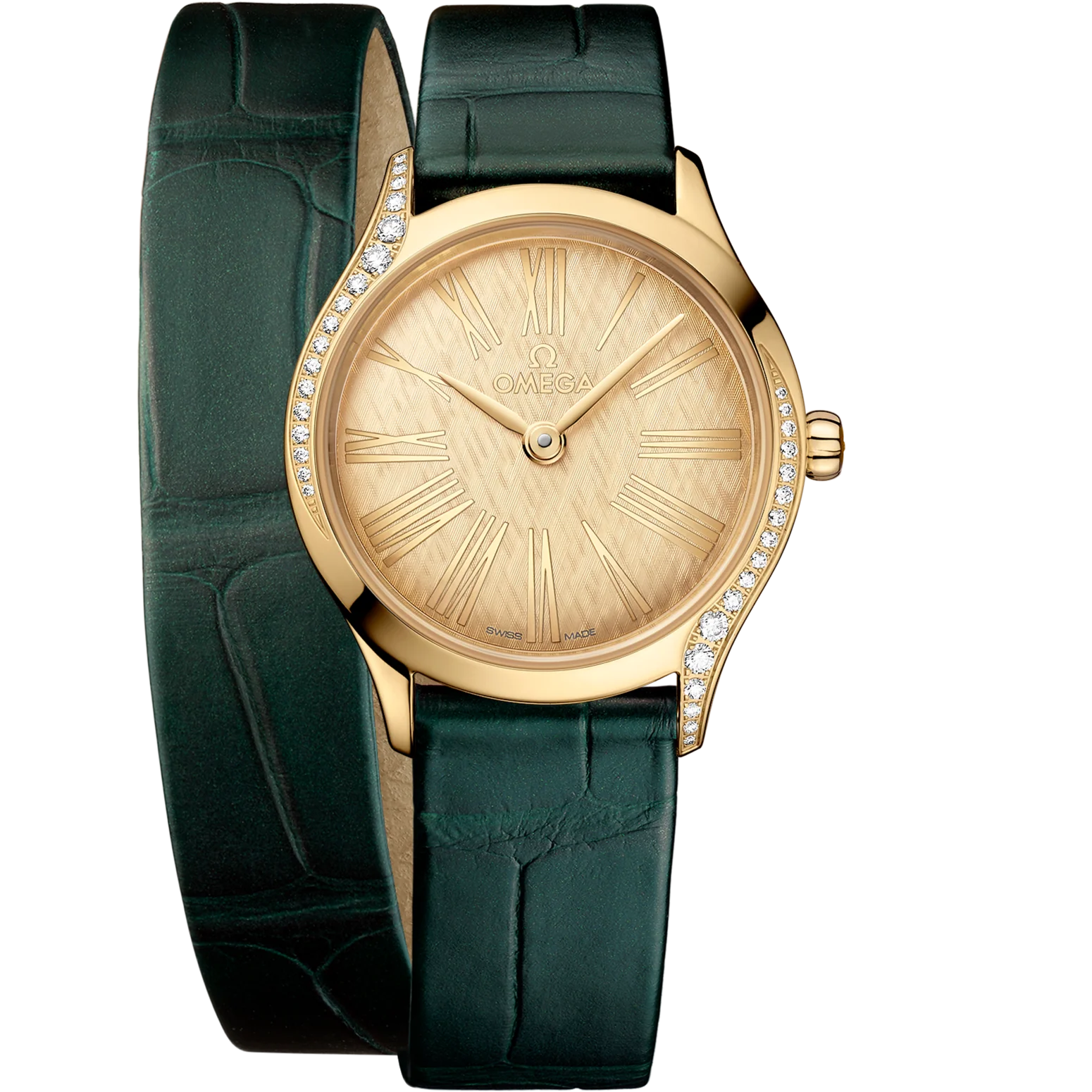 Omega De Ville Mini Trésor 26 mm Yellow Dial with Diamonds Moonshine�?18k Rose Gold Strap 428.58.26.60.99.002