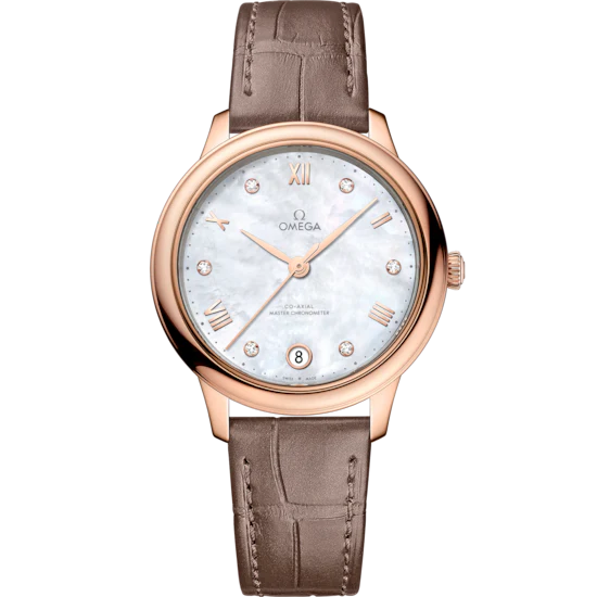 Omega De Ville Prestige 34 mm White Dial with Diamonds Sedna�?18k Rose Gold Strap 434.53.34.20.55.001