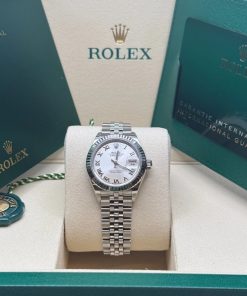 Alternative view of Rolex Lady-Datejust 28mm 279174 Silver Roman Dial Oyster Bracelet
