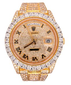 Rolex Day Date 40mm 18k Yellow Gold Iced Out 25ct Genuine Diamonds 228238