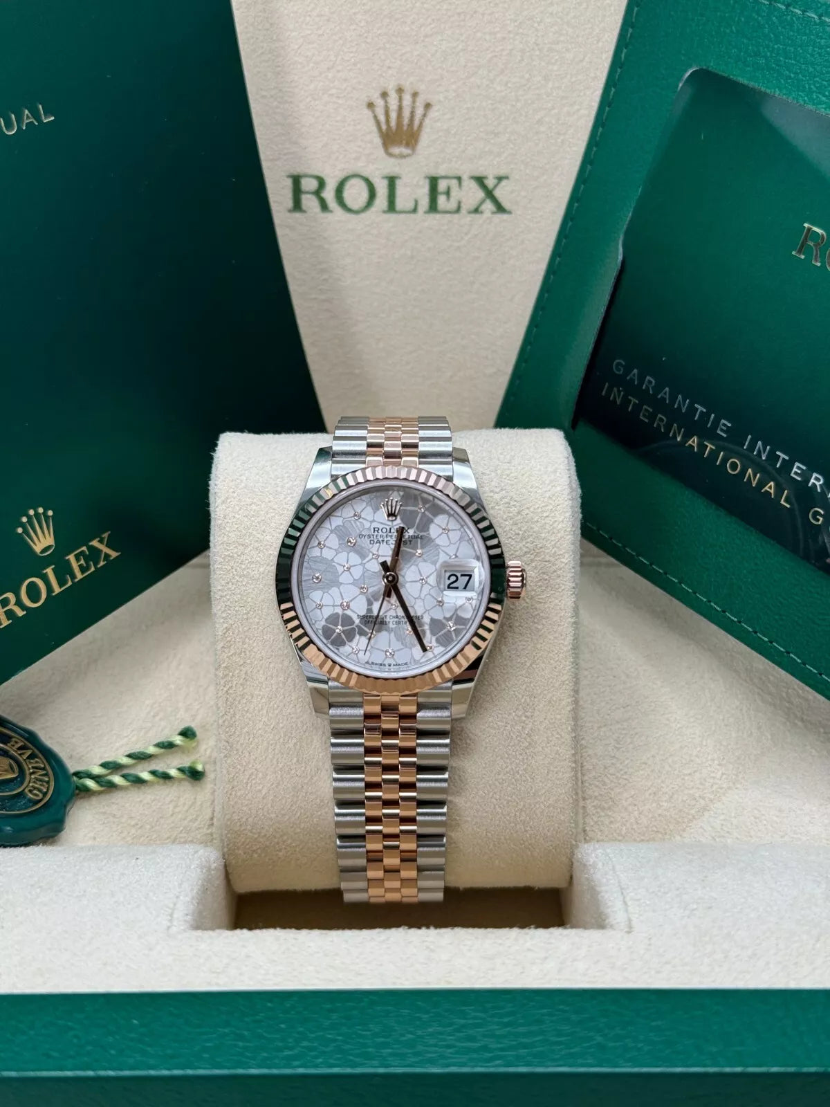 Rolex Datejust m278271-0031/0032 Silver Floral Motif 31mm Dial Oyster Bracelet Watch - Image 4