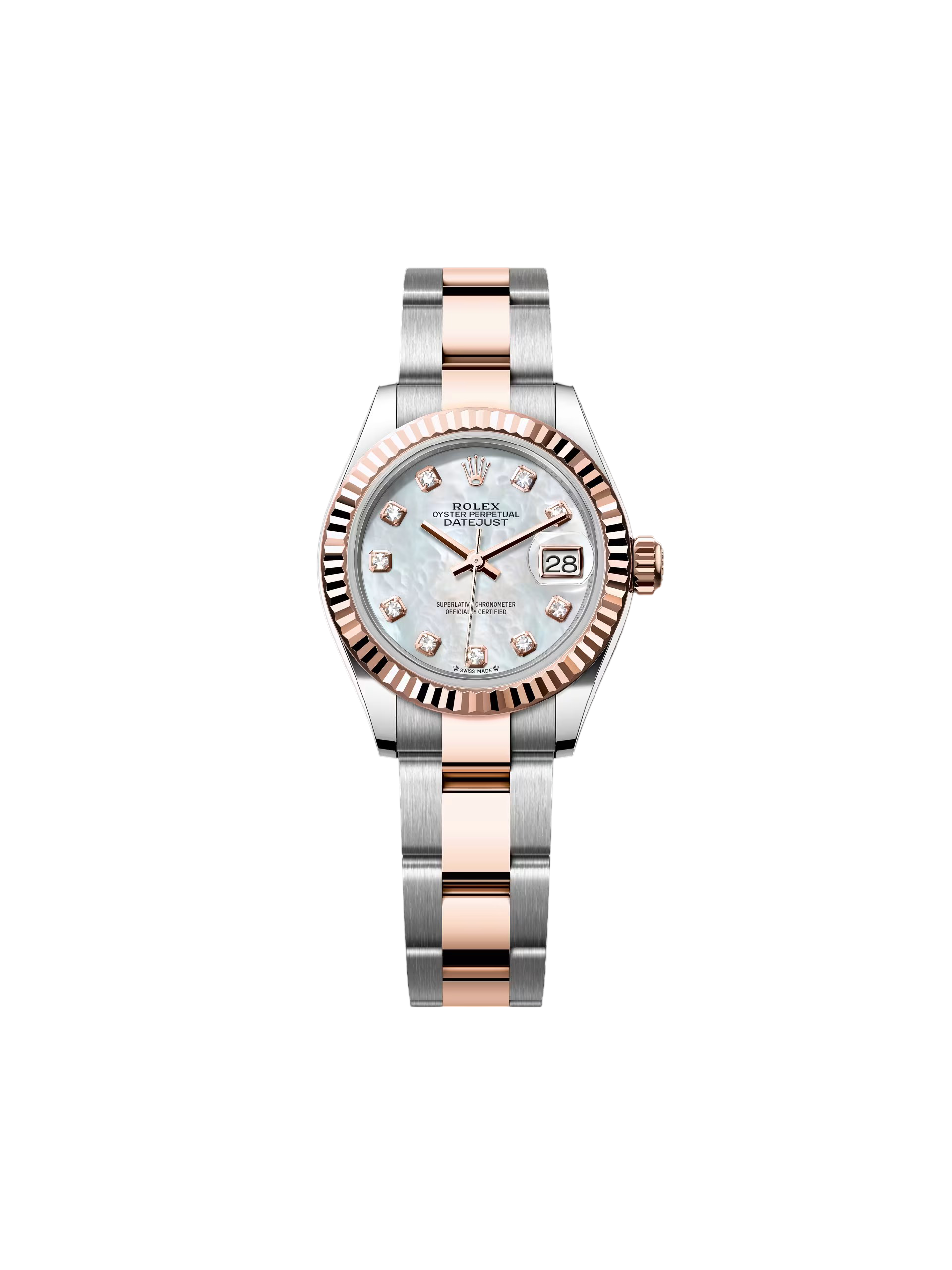 Rolex Lady-Datejust 28mm 279171 White Mother Of Pearl Diamond Oyster Stainless Steel and Rose Gold - Image 4