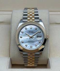 Alternative view of Rolex Datejust 41mm 126303 White MOP Diamond Jubilee Steel and Yellow Gold
