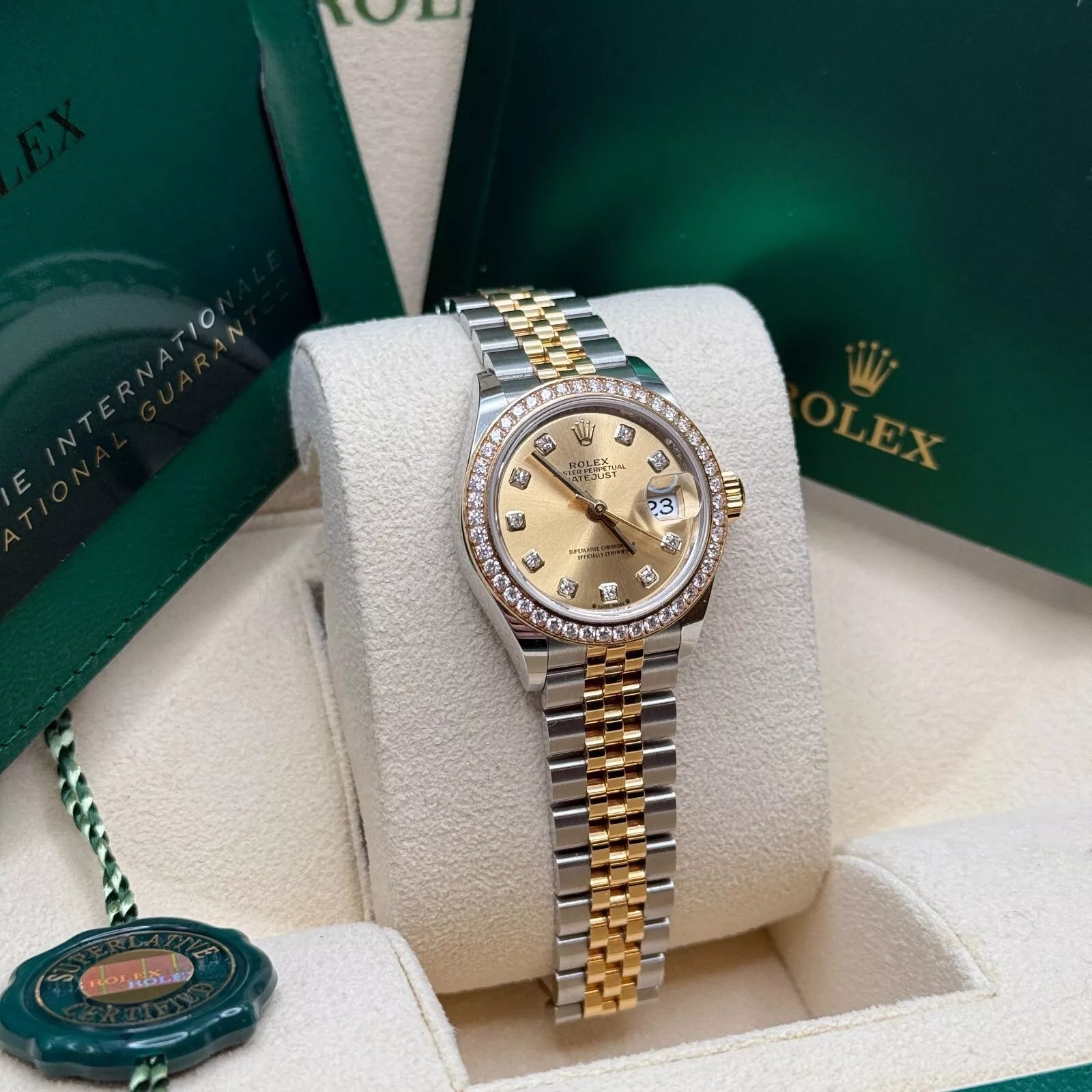 Rolex Lady-Datejust 28mm 279383RBR Champagne Diamond Dial Yellow Rolesor Oyster Bracelet - Image 5