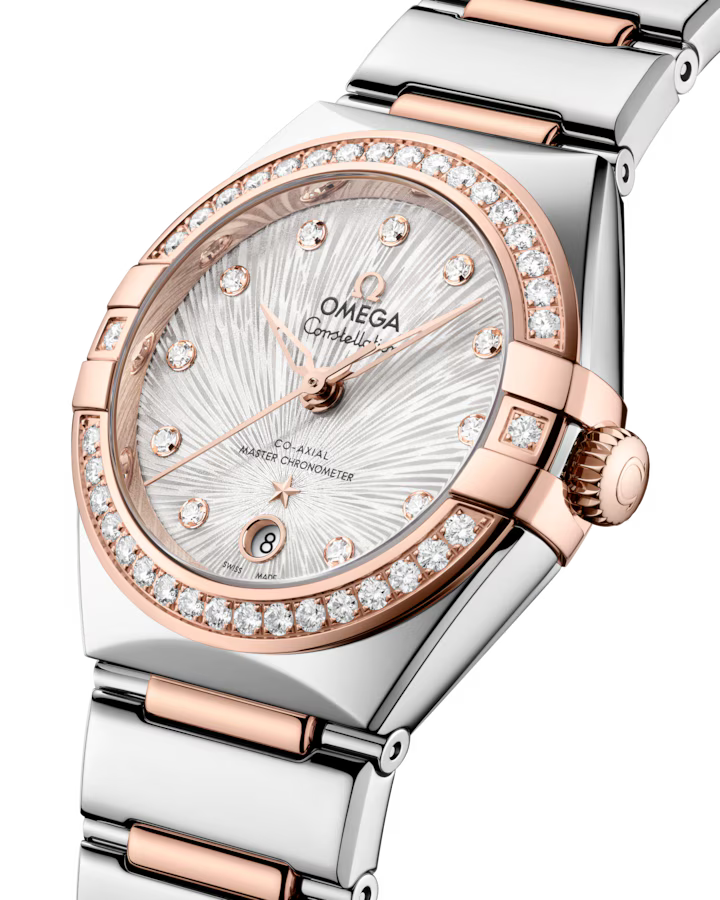 Omega Constellation 29mm Steel And Sedna Gold Case Diamond Bezel PVD Canopus Gold Silver Dial 131.25.29.20.52.003 - Image 3