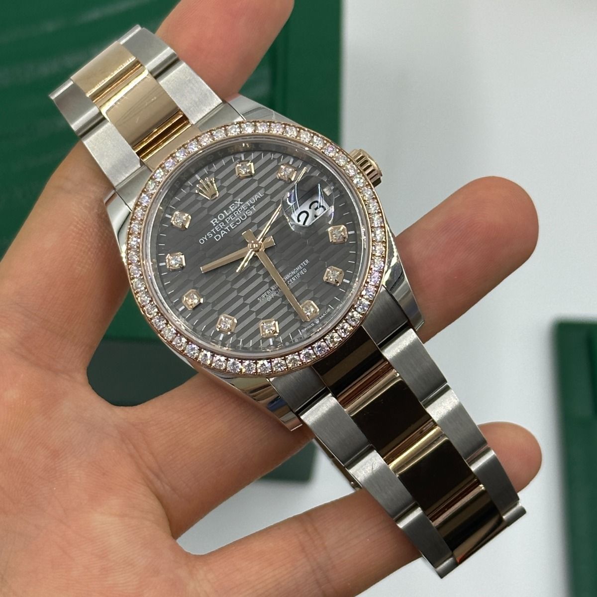 Rolex Datejust 36mm 126281 Slate Fluted Motif Diamond Dial Diamond Bezel and Oyster Bracelet - Image 13