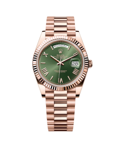 Rolex  Day-Date President 40mm Everose Gold Olive Green Roman Dial - 228235