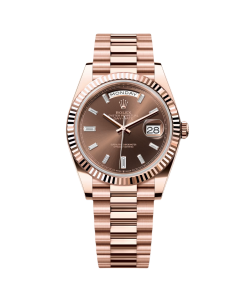 Rolex  Day-Date President 40mm Everose Gold Chocolate Diamond Baguette Dial - 228235
