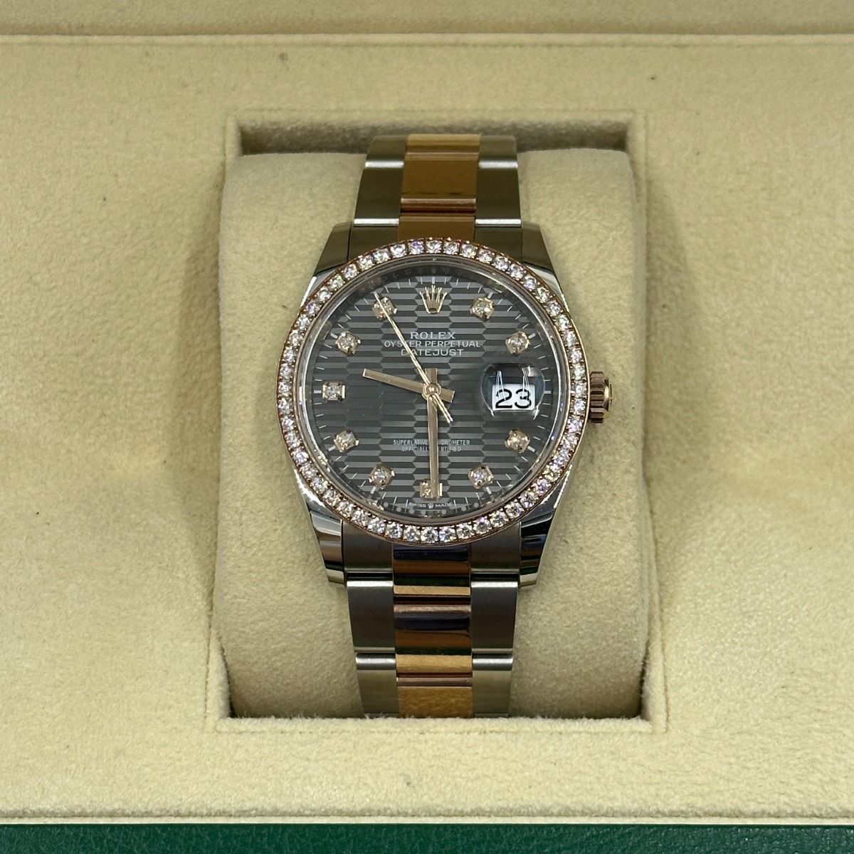 Rolex Datejust 36mm 126281 Slate Fluted Motif Diamond Dial Diamond Bezel and Oyster Bracelet - Image 14