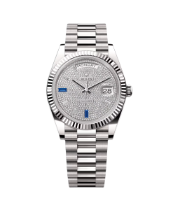 Rolex  Day-Date President 40mm White Gold Pave Diamond Sapphire Dial - 228239