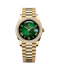 Rolex Day-Date President 40mm Yellow Gold Green Ombre Dial Diamond Bezel - 228348rbr