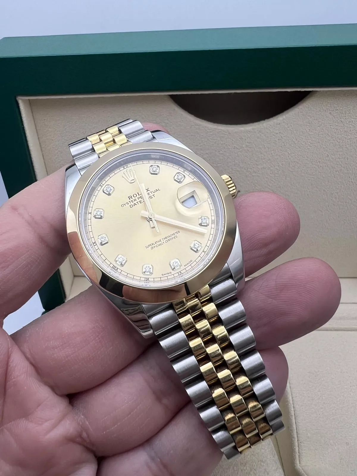 Rolex Datejust 41mm 126303 Champagne Diamond Jubilee Steel and Yellow Gold Mens Watch - Image 6