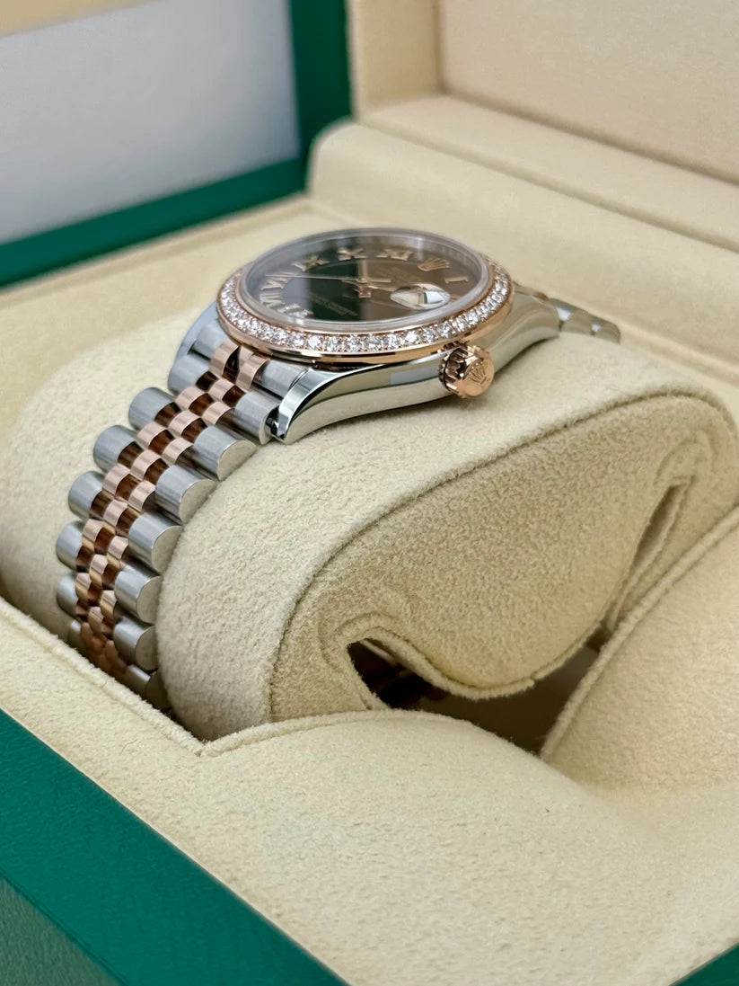 Rolex Datejust m278381-0005/0006 Chocolate Roman Diamond 31mm Dial Diamond-Set Bezel and Oyster Bracelet Watch - Image 3