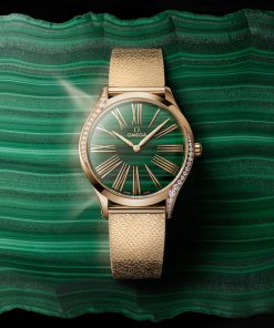 Alternative view of Omega De Ville Trésor 36mm Green Dial with Diamonds Moonshine�?18k Rose Gold Bracelet 428.55.36.60.99.003
