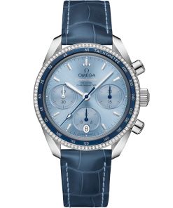 Omega Speedmaster 38 Blue Dial 38mm with Diamonds Stainless Steel Strap 324.38.38.50.03.001