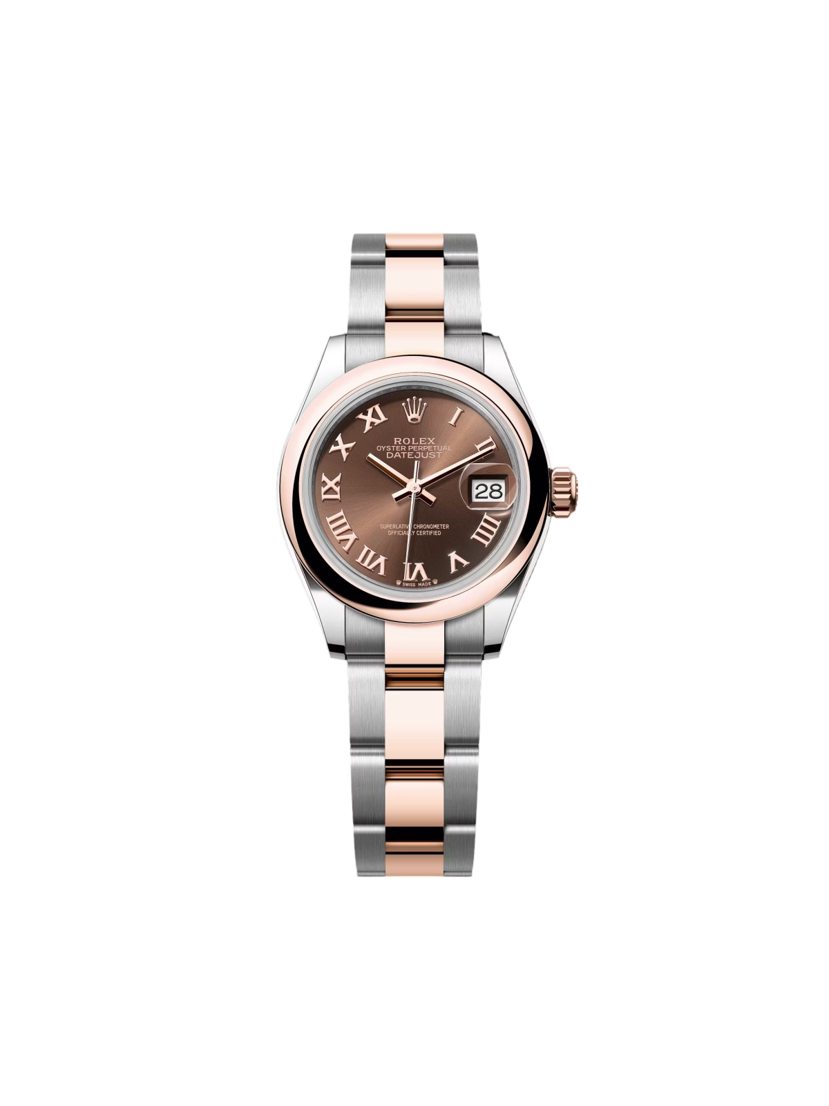 Rolex Lady-Datejust 28mm 279161 Chocolate Roman Dial, Two Tone Stainless Steel & 18K Rose Gold Oyster Bracelet Women's Watch - Image 8