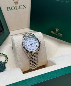 Alternative view of Rolex Lady-Datejust 28mm 279174 White Roman Dial Oyster Bracelet