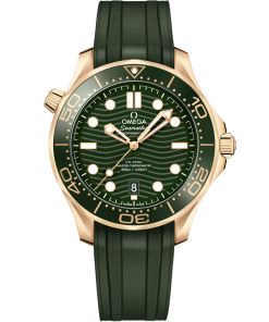Omega Seamaster Diver 300m 42mm Moonshine Gold Green Dial Rubber Strap 210.62.42.20.10.001