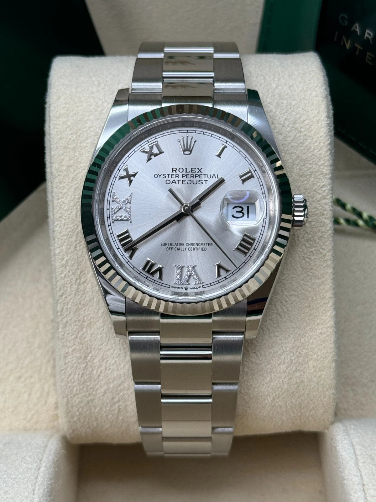 Rolex Datejust 36mm 126234 White Roman Dial Oyster Stainless Steel Mens - Image 3