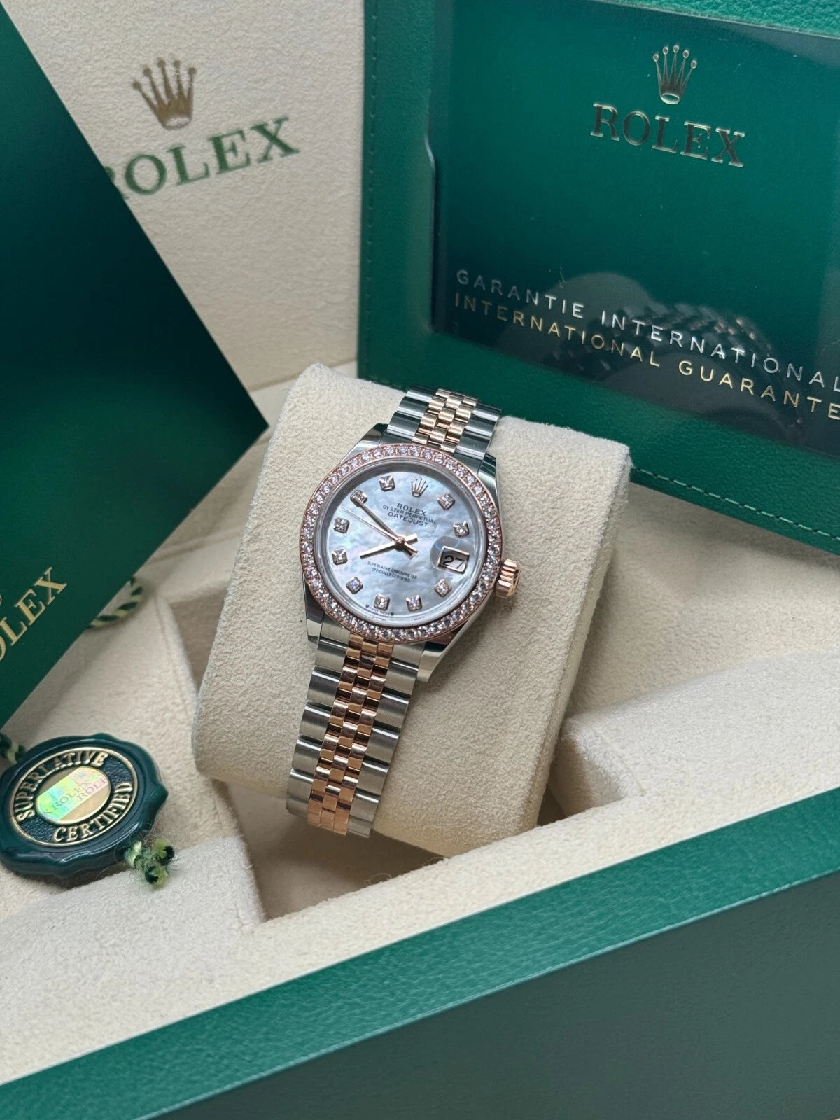 Rolex Lady-Datejust 28mm 279381RBR Mother-of-Pearl Diamond Dial Oyster Bracelet - Image 10