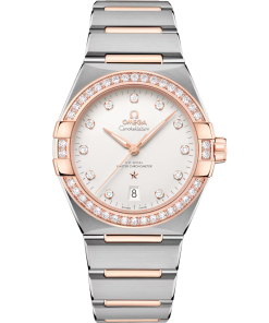 Omega Constellation 39mm Silver Dial with Diamonds Stainless Steel and Sedna�?18k Rose Gold Bracelet 131.25.39.20.52.001