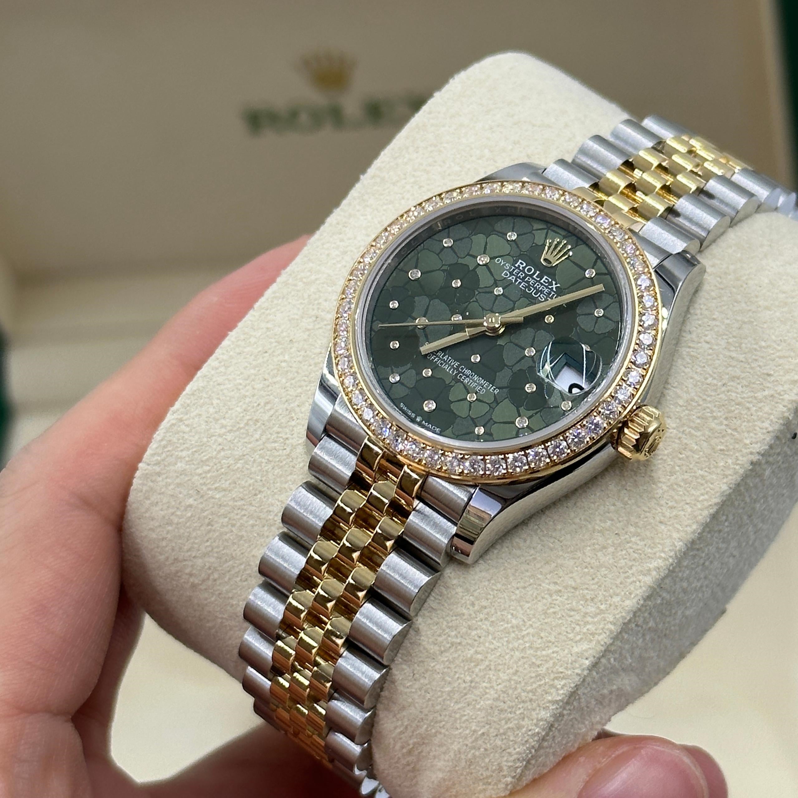 Rolex Datejust m278383-0031/0032 31mm Green Floral Dial Oyster Bracelet - Image 7