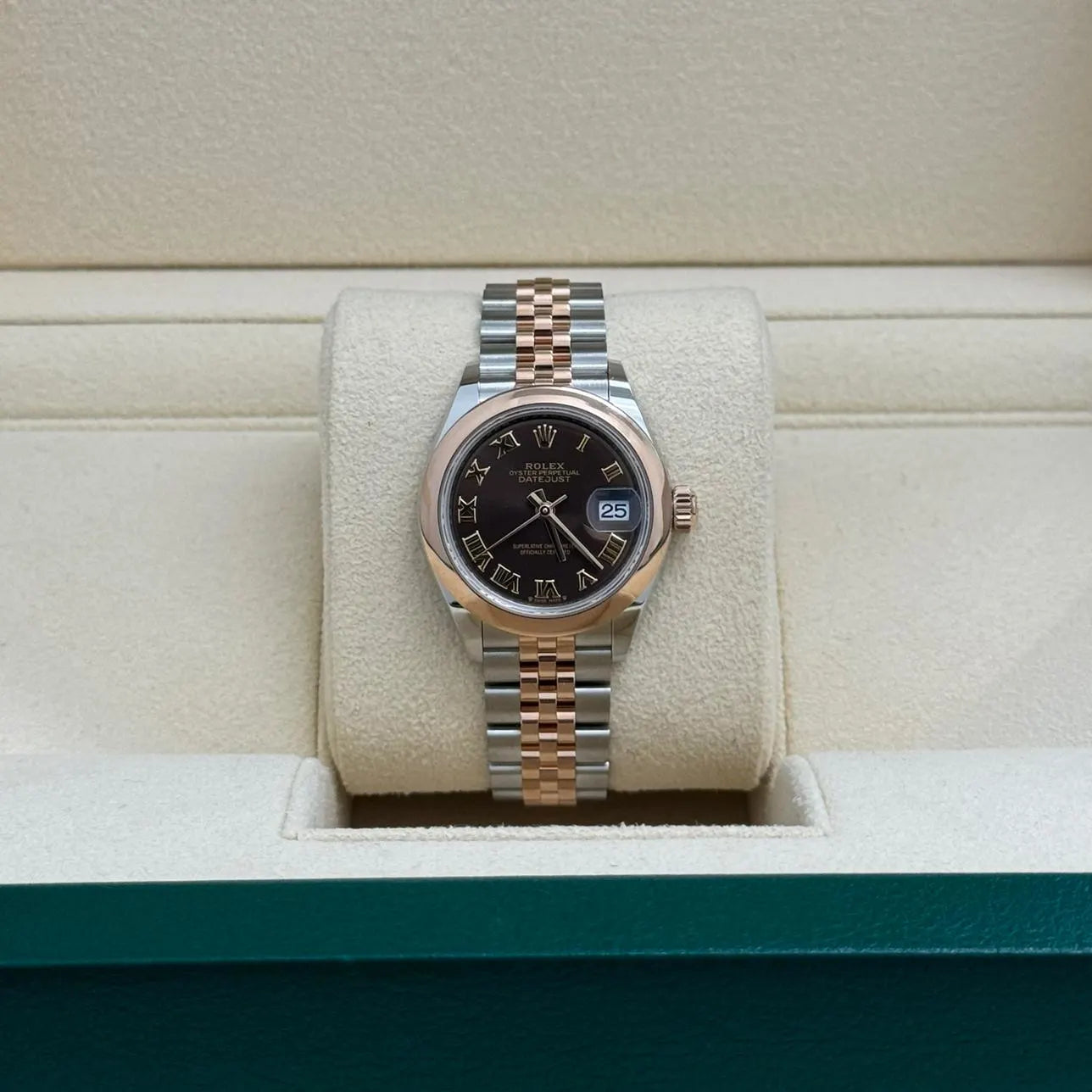 Rolex Lady-Datejust 28mm 279161 Chocolate Roman Dial, Two Tone Stainless Steel & 18K Rose Gold Oyster Bracelet Women's Watch - Image 6