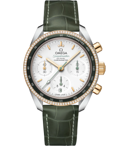 Omega Speedmaster 38 Silver Dial 38mm with Diamonds Stainless Steel 18k Yellow Gold Strap 324.28.38.50.02.001