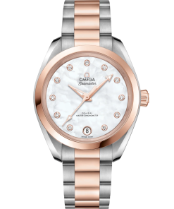 Omega Seamaster Aqua Terra 150M 34mm White Dial with Diamonds Stainless Steel and Sedna�?18k Rose Gold Bracelet 220.20.34.20.55.001